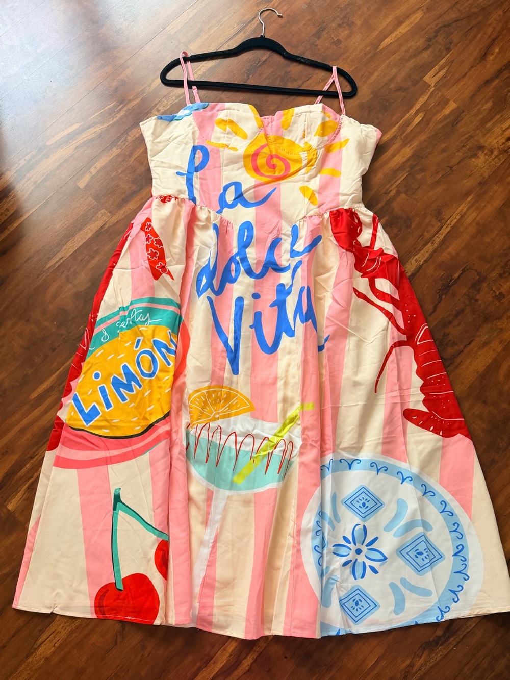 Playful 'La Dolce Vita' Striped Sundress in Pink, Red & Blue